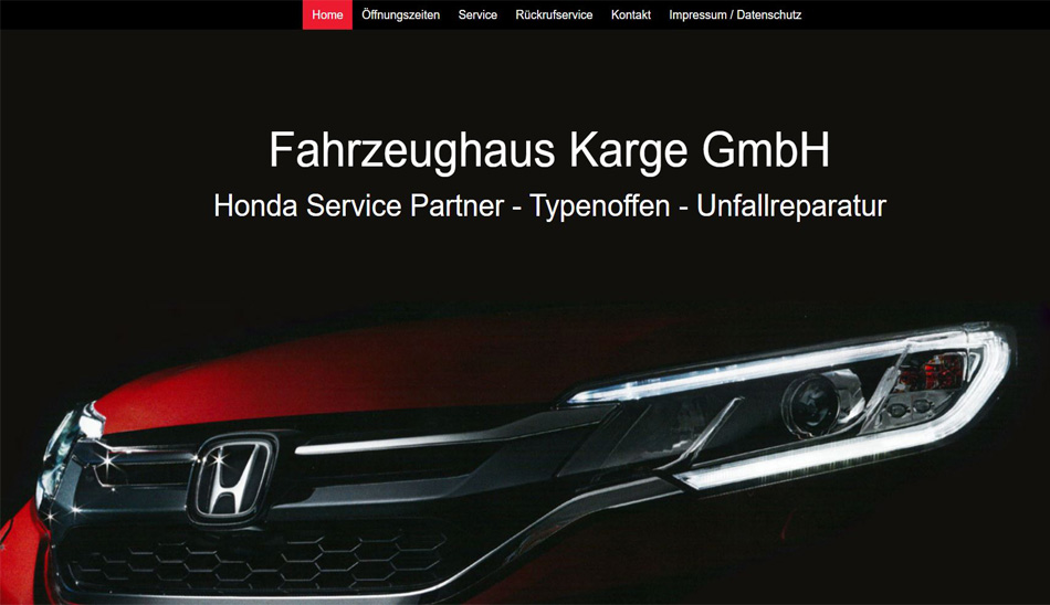 Webseite erstellt für Fahrzeughaus Karge GmbH - Homepage erstellen lassen