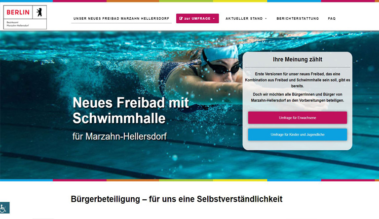 Homepage erstellen neues Freibad für Marzahn Hellersdorf